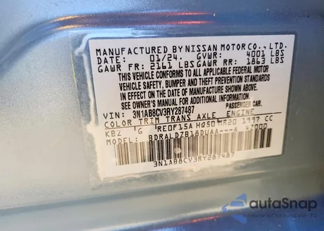 2024 Nissan Sentra Sv z USA, uszkodzony, nr VIN 3N1AB8CV3RY287487